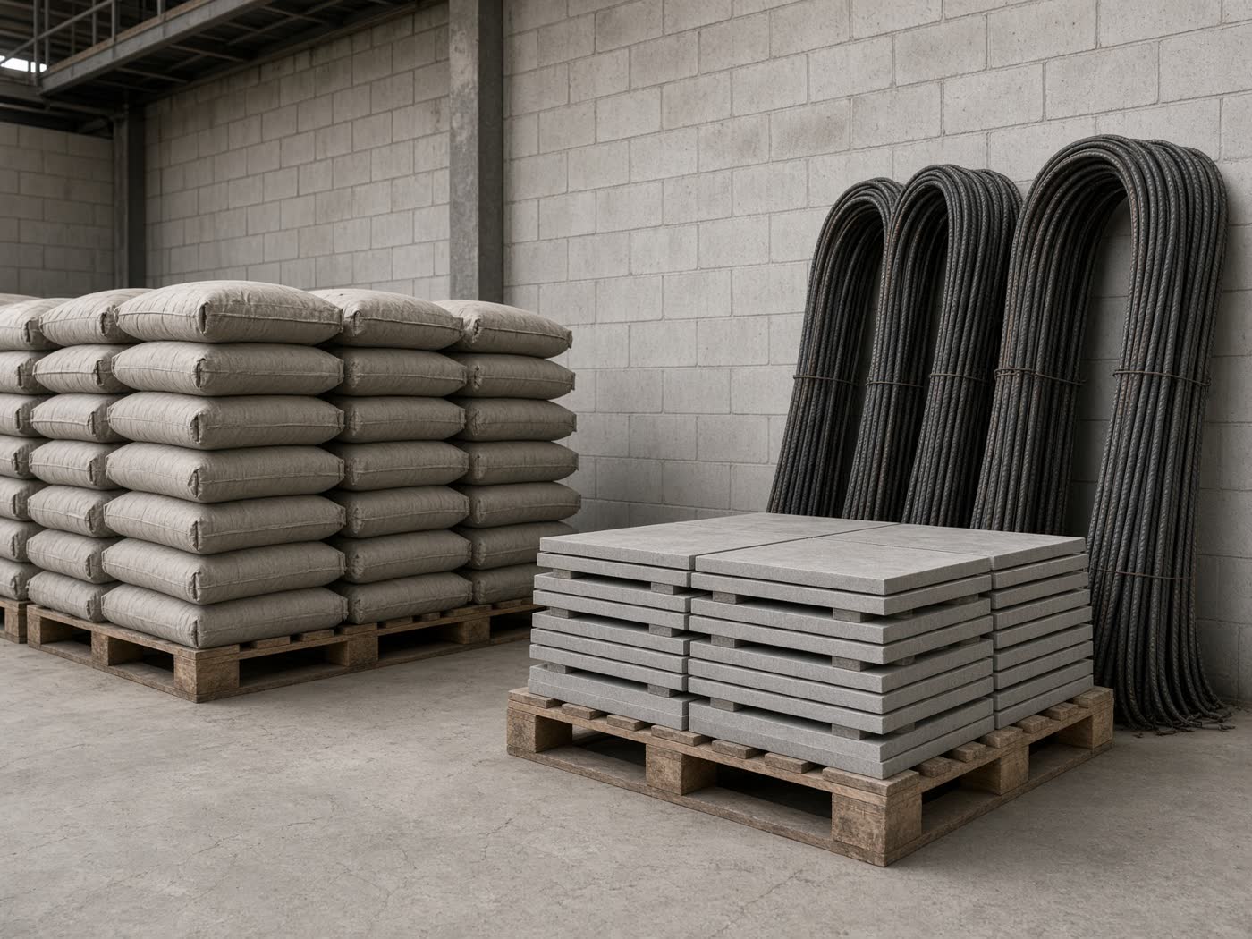 Baustelle mit Material und Gerät